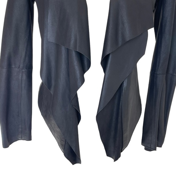 Bod & Christensen Zura Leather Jacket Women’s Size 2 Drape Front Studded Sleeves - Picture 4 of 10